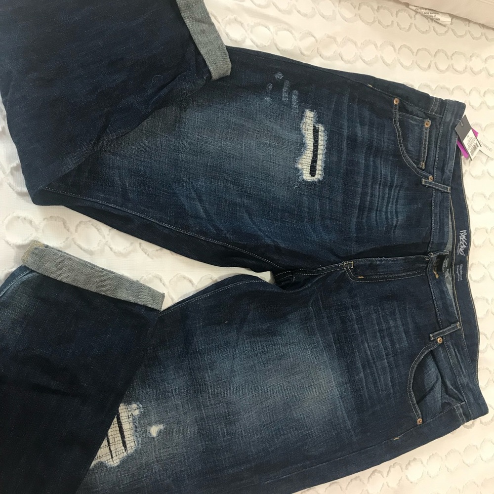 NEW DARK BLUE WASHED BOYFRIEND JEANS